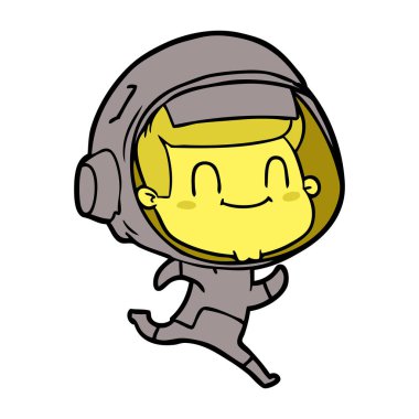 mutlu karikatür astronot vektör çizim