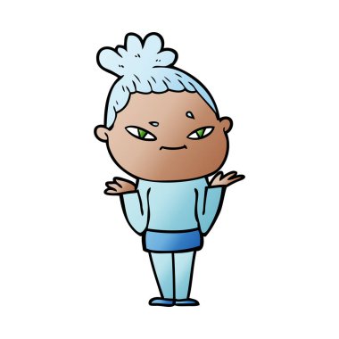 Çizgi filmdeki kadının vektör çizimi