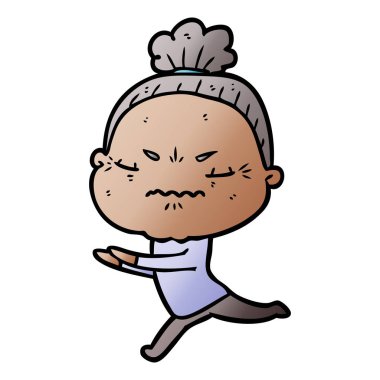 karikatür rahatsız yaşlı kadın