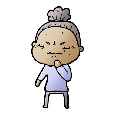 karikatür rahatsız yaşlı kadın