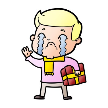 vektör çizim karikatür adam ağlıyor