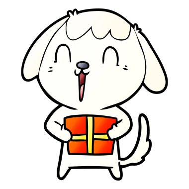 sevimli çizgi köpek Noel hediyesi ile