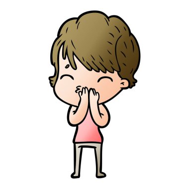 vektör çizim karikatür kadın düşünme