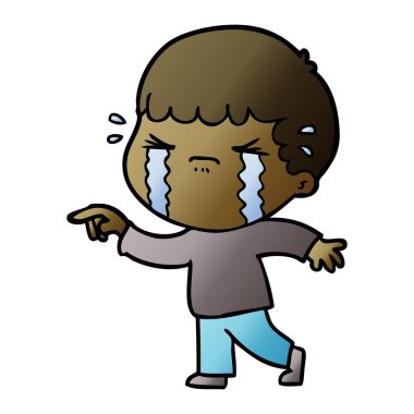 vektör çizim karikatür adam ağlıyor