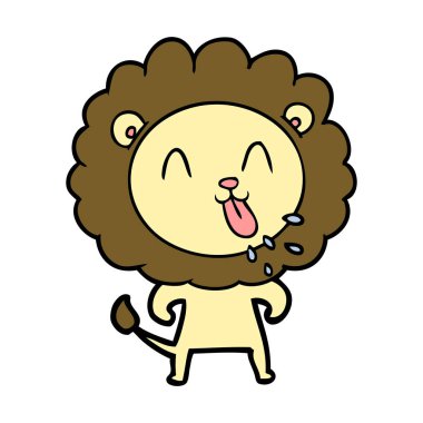 mutlu karikatür aslan vektör çizim