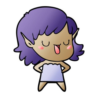 vektör çizim karikatür elf kızı