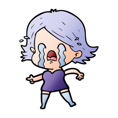 vektör çizim karikatür kadının ağladığını