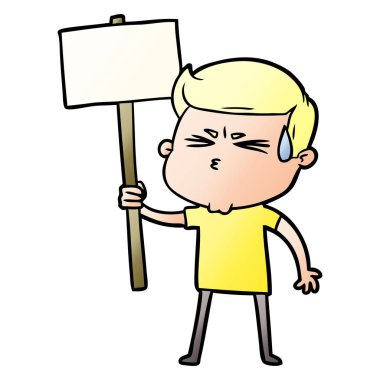 vektör çizim karikatür adam terleme