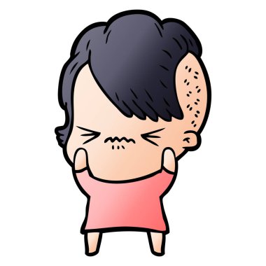 karikatür rahatsız hippi kız