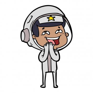 vektör çizim karikatür gülen astronot