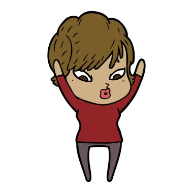 Çizgi filmdeki kadının vektör çizimi