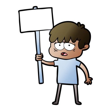 çizgi film afişini yorgun çocukla