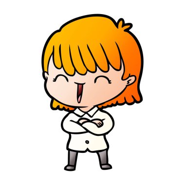 Çizgi filmdeki kadının vektör çizimi