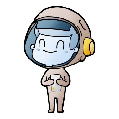 mutlu karikatür astronot vektör çizim