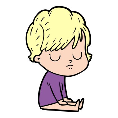 Çizgi filmdeki kadının vektör çizimi