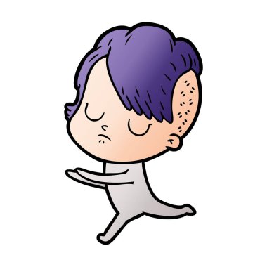 Çizgi filmdeki kadının vektör çizimi