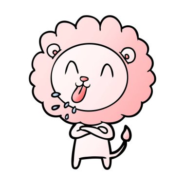 mutlu karikatür aslan vektör çizim