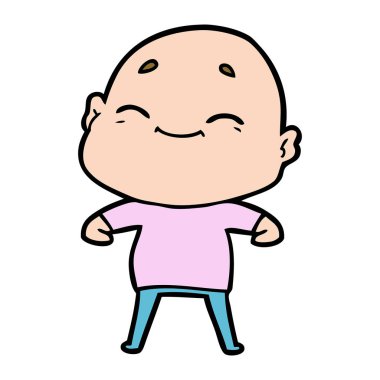 mutlu karikatür kel adam