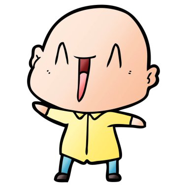 mutlu karikatür kel adam