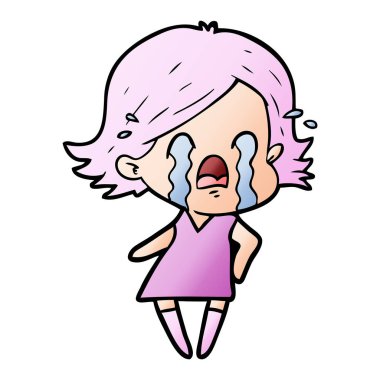 vektör çizim karikatür kadının ağladığını