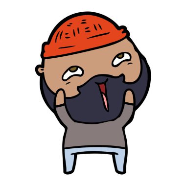 Çizgi film mutlu sakallı adam