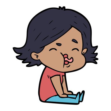 çizgi film kız yüz çekerek