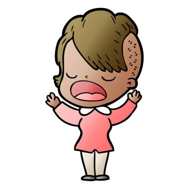 konuşuyor karikatür serin hippi kız