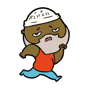 Sakallı endişeli adam çizgi film