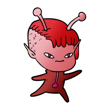 sevimli çizgi uzaylı kız