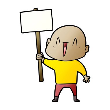mutlu karikatür kel adam
