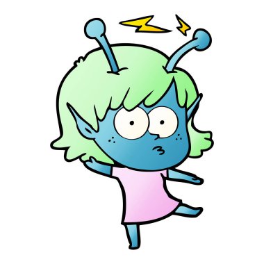 vektör çizim karikatür uzaylı kız