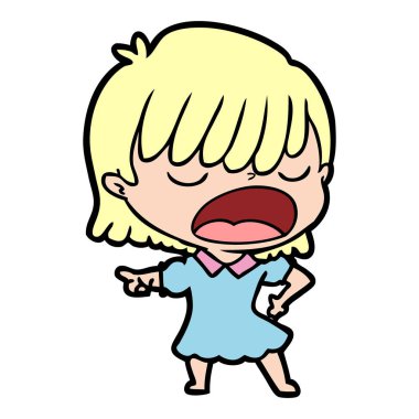 yüksek sesle konuşuyor karikatür kadın