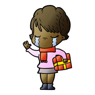 vektör çizim karikatür kadının ağladığını