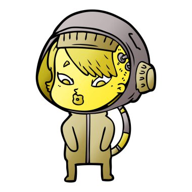 vektör çizim karikatür astronot kadın