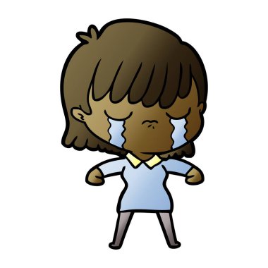 vektör çizim karikatür kadının ağladığını