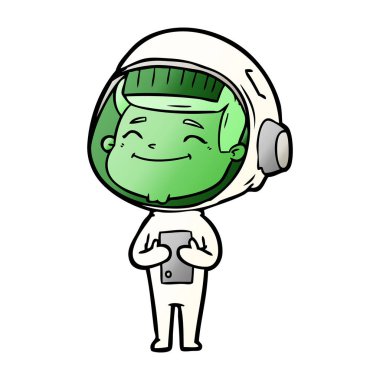 mutlu karikatür astronot vektör çizim