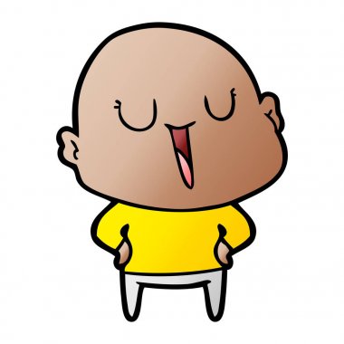 mutlu karikatür kel adam