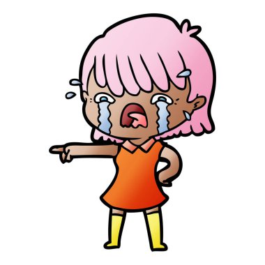 vektör çizim karikatür kız ağlıyor