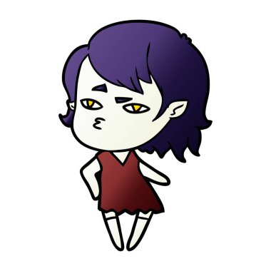 Çizgi filmdeki vampir kızın vektör çizimi