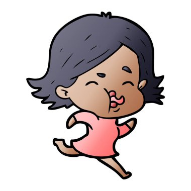 çizgi film kız yüz çekerek