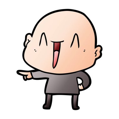 mutlu karikatür kel adam