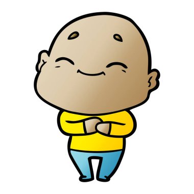 karikatür mutlu kel adam