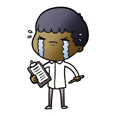 vektör çizim karikatür adam ağlıyor