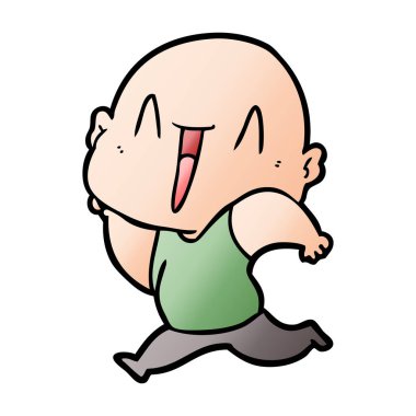 mutlu karikatür kel adam