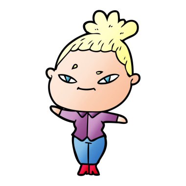 Çizgi filmdeki kadının vektör çizimi