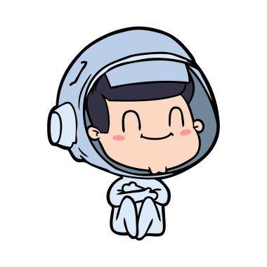mutlu karikatür astronot vektör çizim