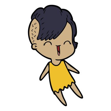 karikatür mutlu hippi kız