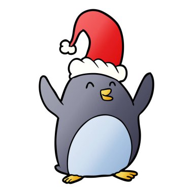 mutlu karikatür penguen vektör çizim