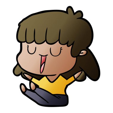 Çizgi filmdeki kadının vektör çizimi