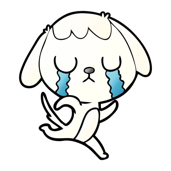 Cute Cartoon Dog Crying — Stock Vector